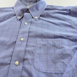 Brooks Brothers Regent Shirt Mens 15.5 35 Blue Glen Plaid Non-Iron Supima Cotton